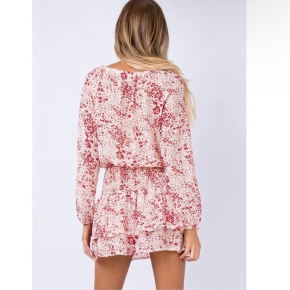 Princess Polly Altona Smocked Tiered Ruffle Long Sleeve Print Mini Dress Size 0 - Picture 9 of 14